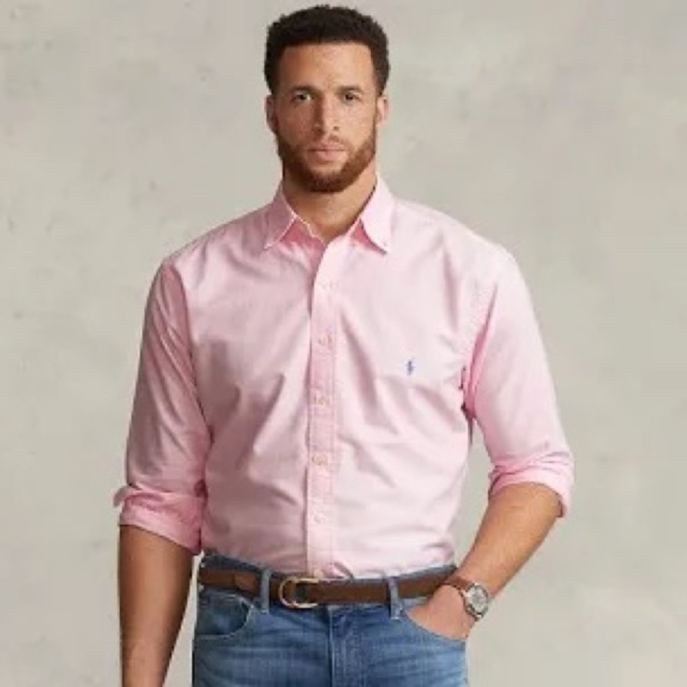 RALPH LAUREN Button-Down Collar Logo-Embroidered Cotton Oxford shirt - Picture 1 of 5
